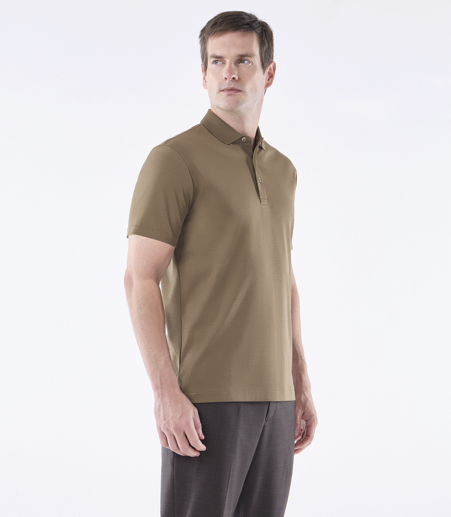 Camisa Polo Interloque Fio 140 Três Botões Marrom