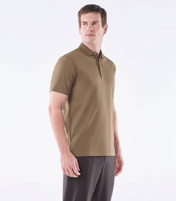 Camisa Polo Interloque Fio 140 Três Botões Marrom thumbnail 1