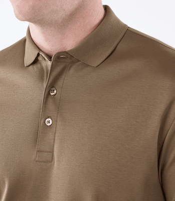 Camisa Polo Interloque Fio 140 Três Botões Marrom thumbnail 4