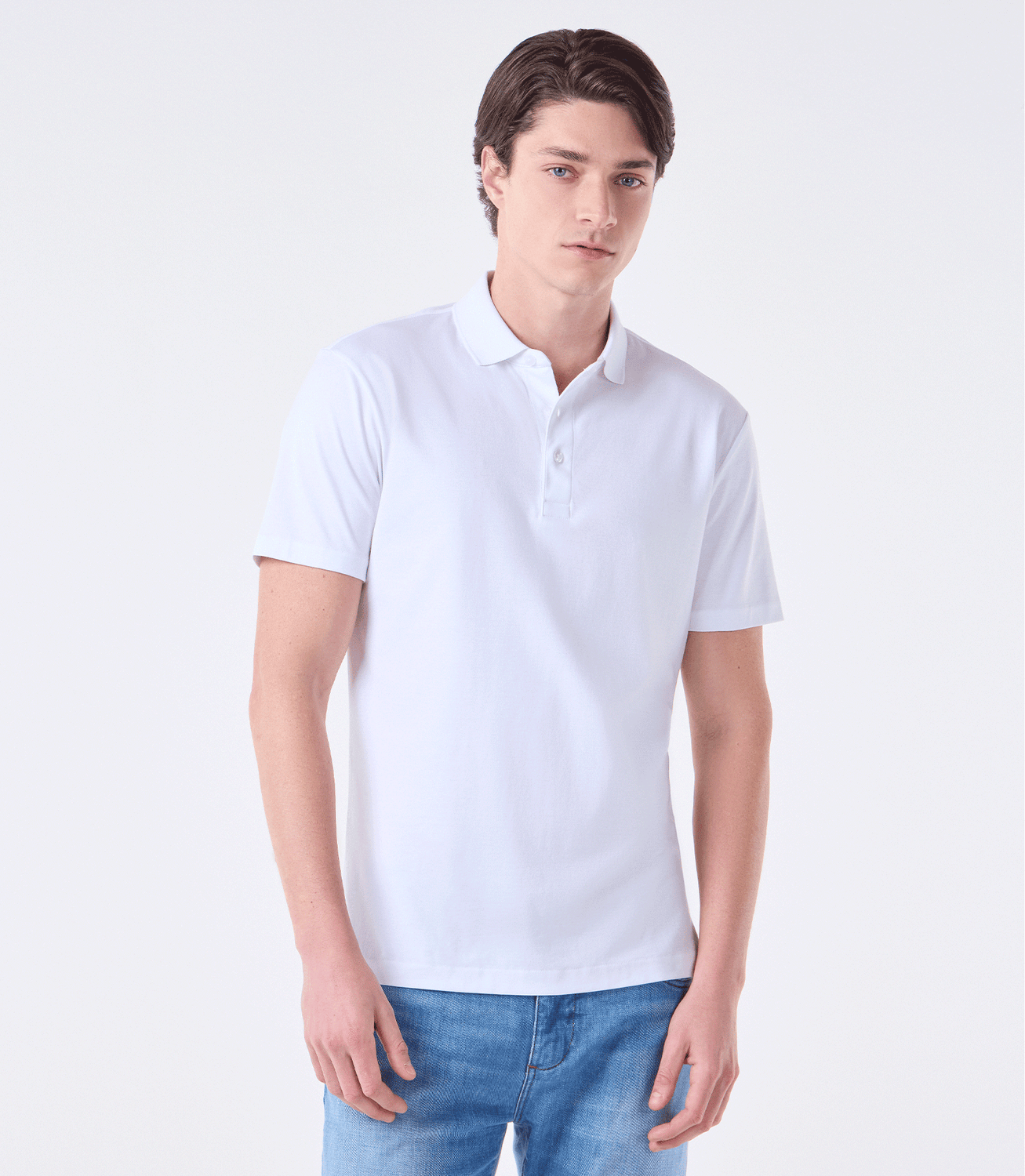 Polo Interloque Fio 140 3 Botões Branco – slide 1