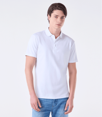 Polo Interloque Fio 140 3 Botões Branco thumbnail 1