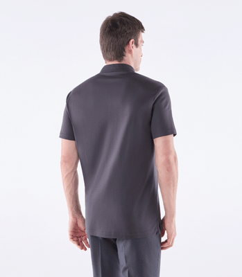 Camisa Polo Interloque Fio 140 Três Botões Cinza thumbnail 3