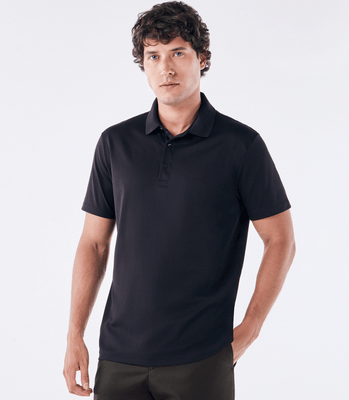 Polo Interloque Fio 140 3 Botões Preto thumbnail 1
