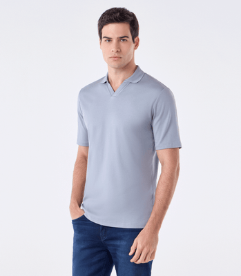 Polo Interloque Gola V Dupla Cinza thumbnail 1