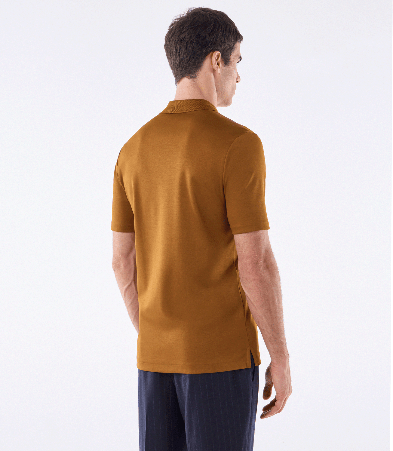 Camisa Polo Interloque 44/1 Gola V Dupla Marrom – slide 3