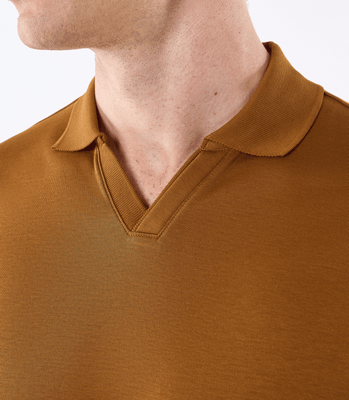 Camisa Polo Interloque 44/1 Gola V Dupla Marrom thumbnail 4