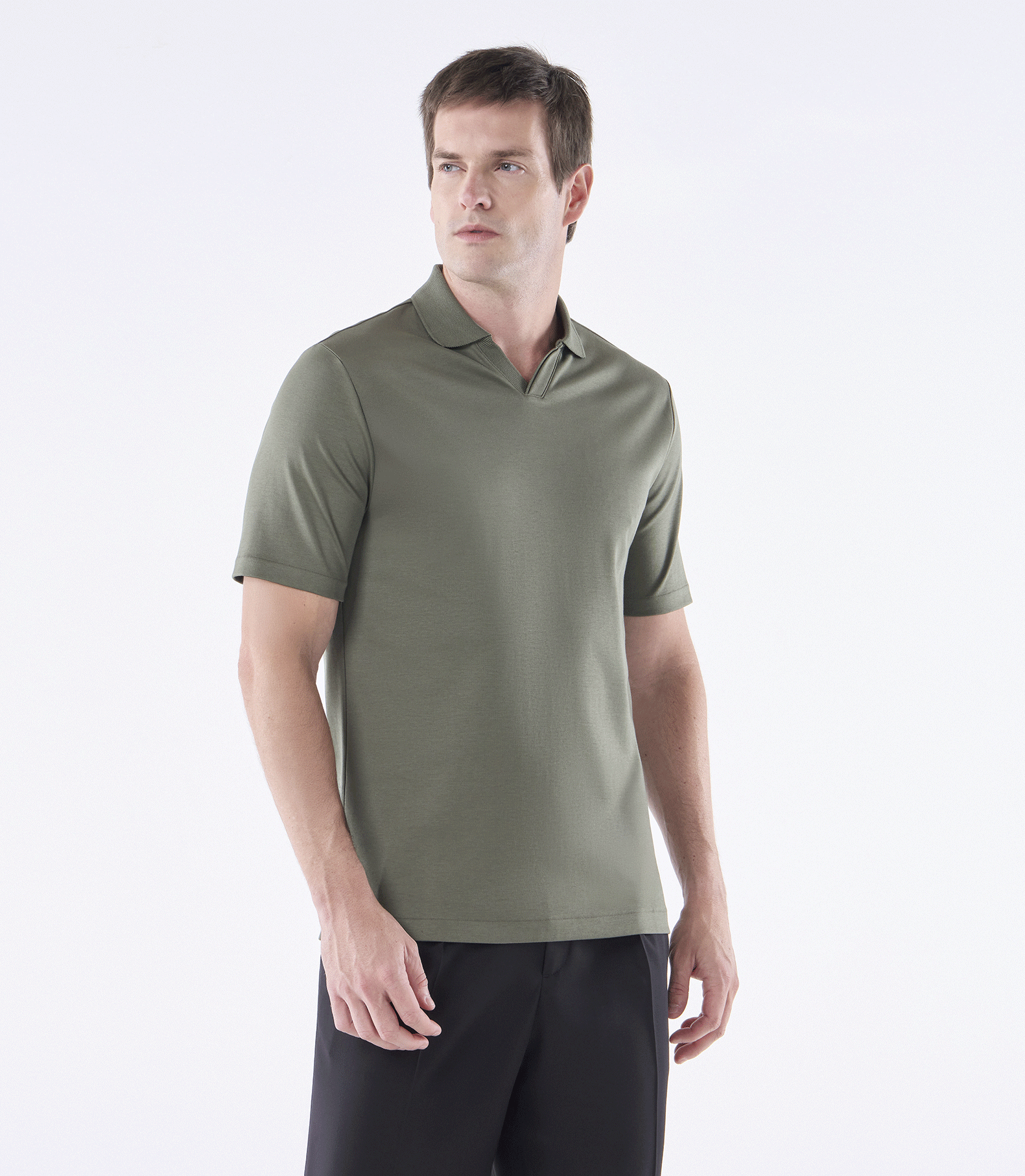 Camisa Polo Interloque 44/1 Gola V Dupla Verde