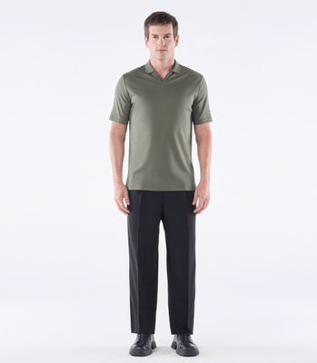 Camisa Polo Interloque 44/1 Gola V Dupla Verde thumbnail 2