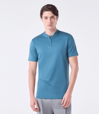 Polo Interlock Bomber com Zíper Azul thumbnail 1