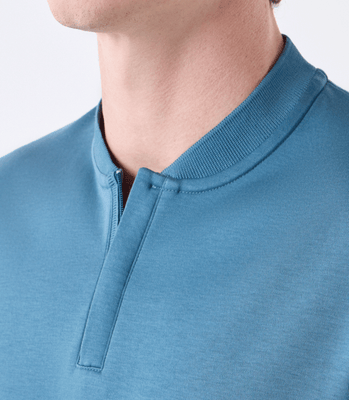 Polo Interlock Bomber com Zíper Azul thumbnail 4