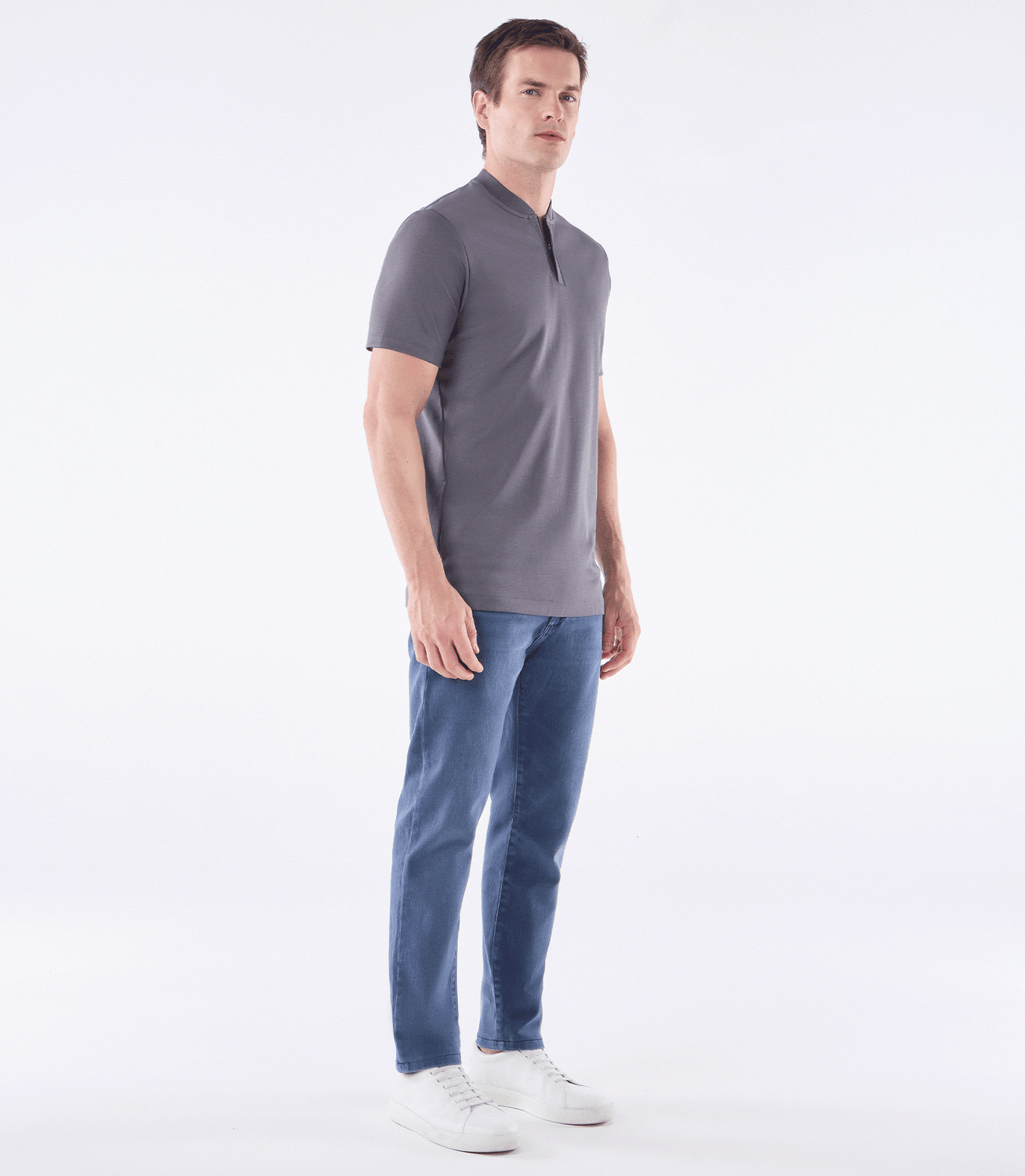 Camisa Polo Interloque Bomber Com Zíper Cinza – slide 2