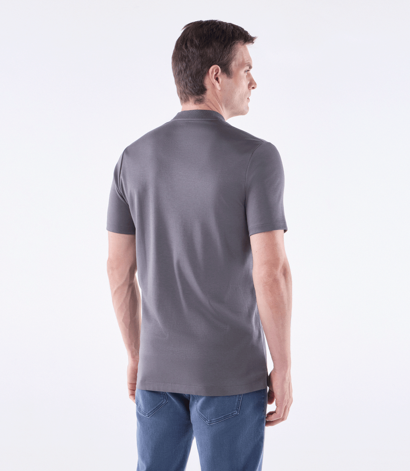 Camisa Polo Interloque Bomber Com Zíper Cinza – slide 3