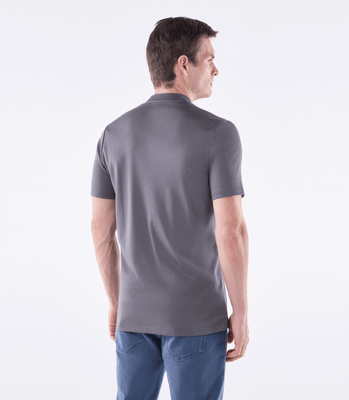 Camisa Polo Interloque Bomber Com Zíper Cinza thumbnail 3