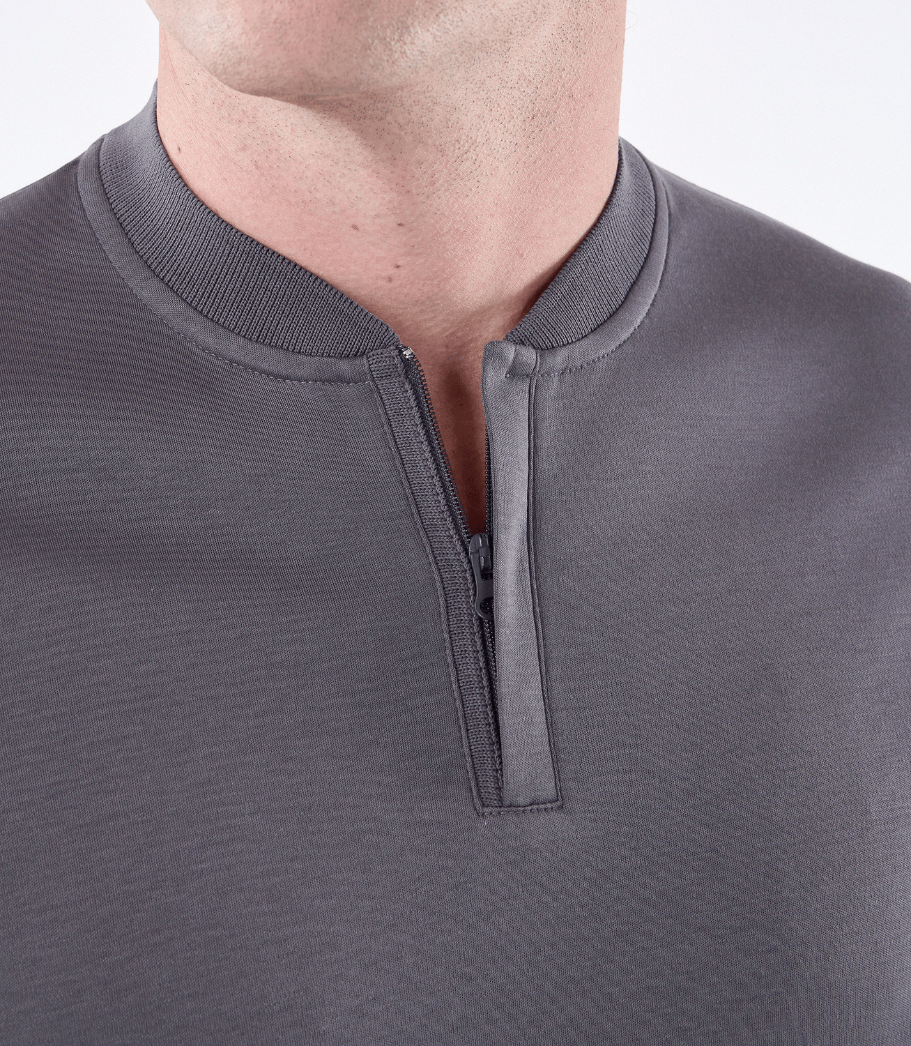 Camisa Polo Interloque Bomber Com Zíper Cinza – slide 4