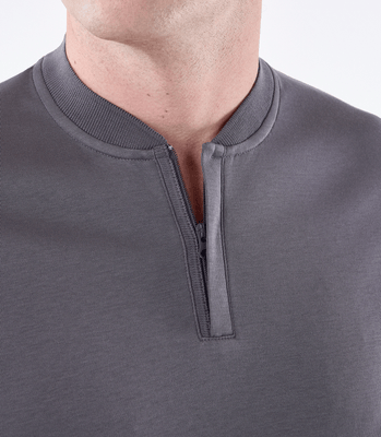 Camisa Polo Interloque Bomber Com Zíper Cinza thumbnail 4