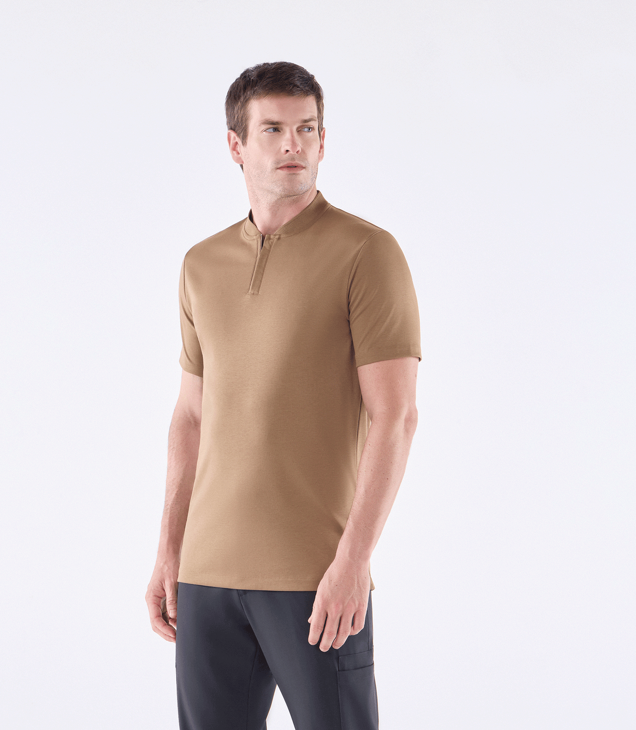 Camisa Polo Interloque Bomber Com Zíper Marrom – slide 1