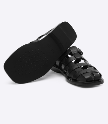 Sandália de Couro de Tiras Preto thumbnail 3