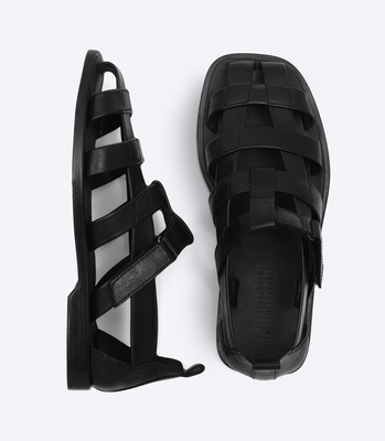 Sandália de Couro de Tiras Preto thumbnail 4