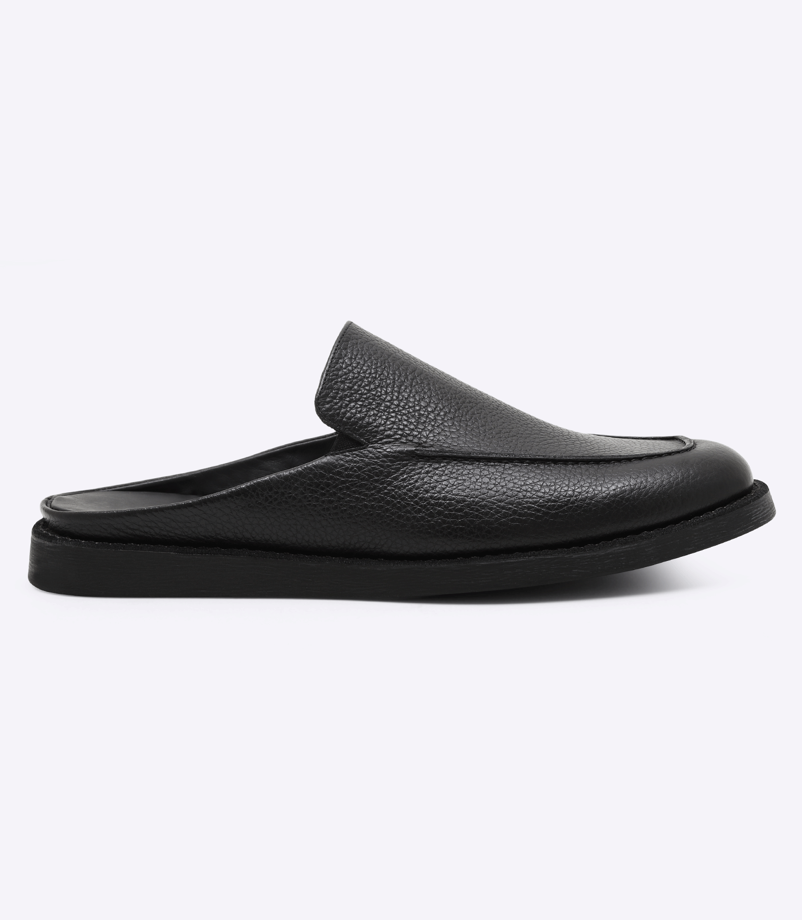 Babuche Masculino em Couro Floater Recorte Preto
