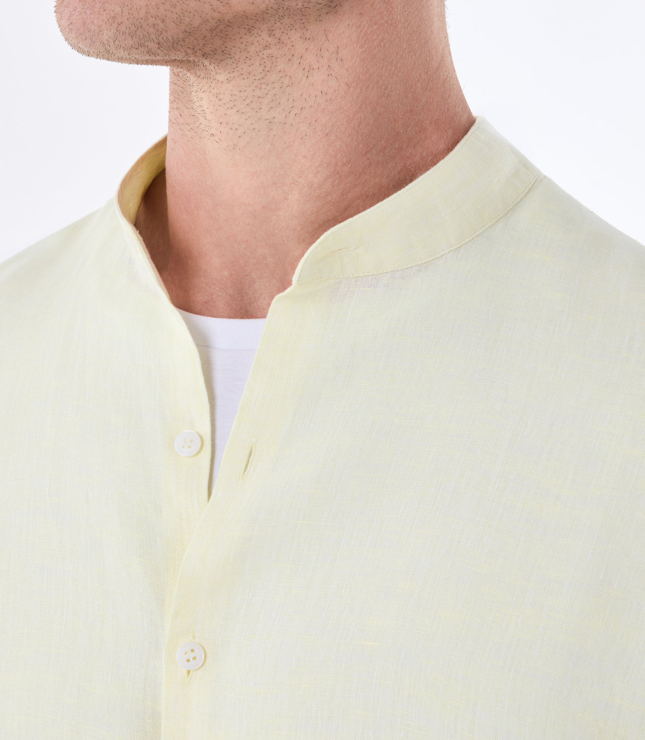 Camisa de Linho Fio Tinto Gola Mao Manga Curta Amarelo – slide 4