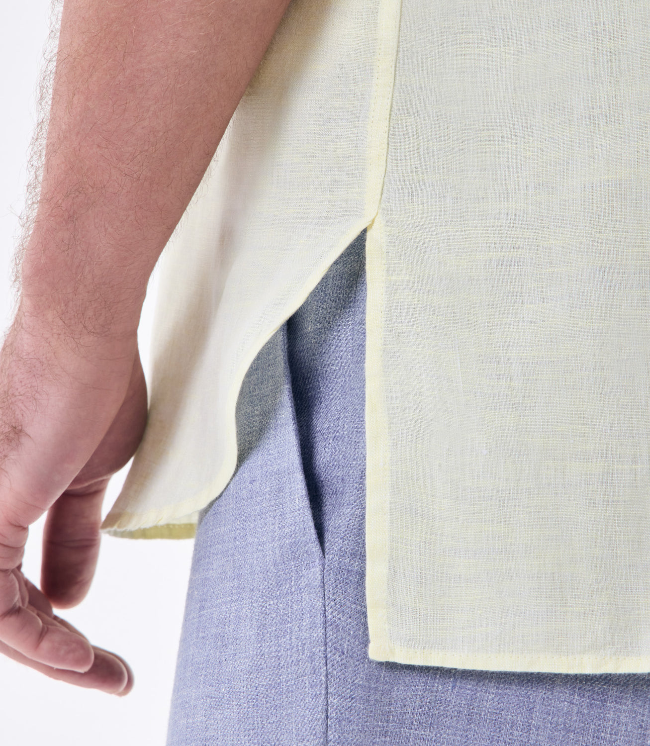 Camisa de Linho Fio Tinto Gola Mao Manga Curta Amarelo – slide 6