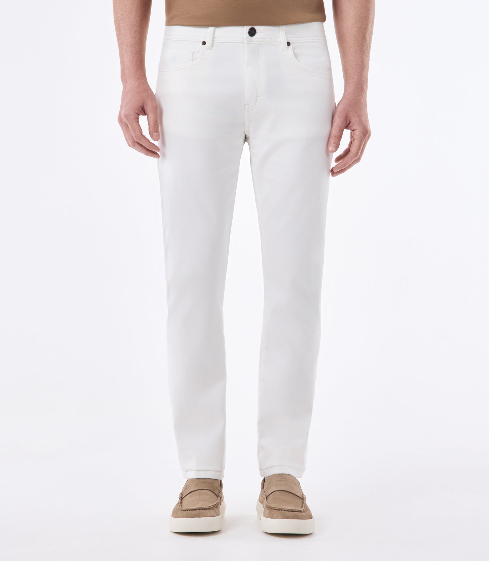 Calça Jeans Moletom Casual Slim Color Off White