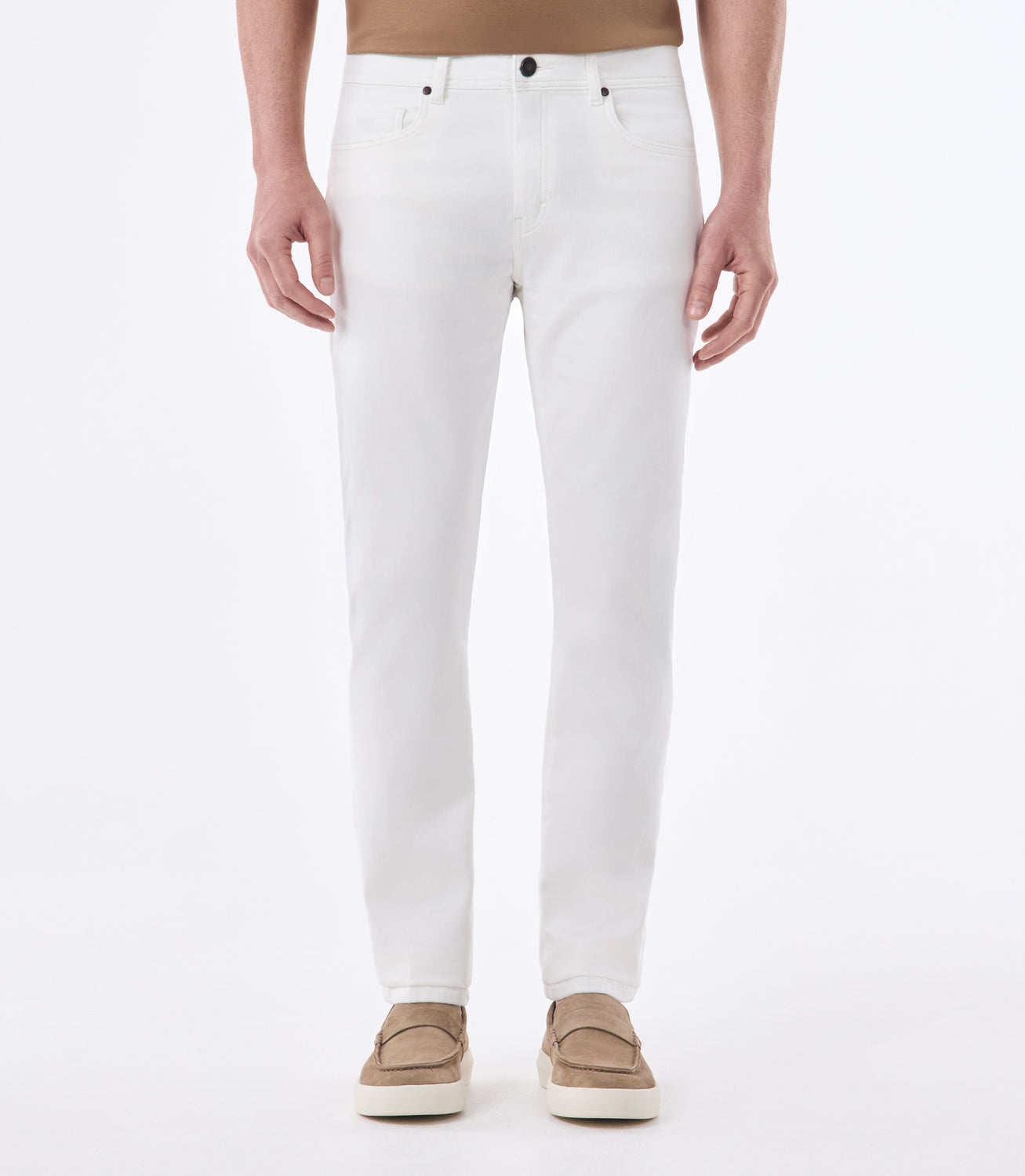 Calça Jeans Moletom Casual Slim Color Off White – slide 1