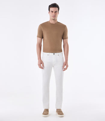 Calça Jeans Moletom Casual Slim Color Off White thumbnail 2
