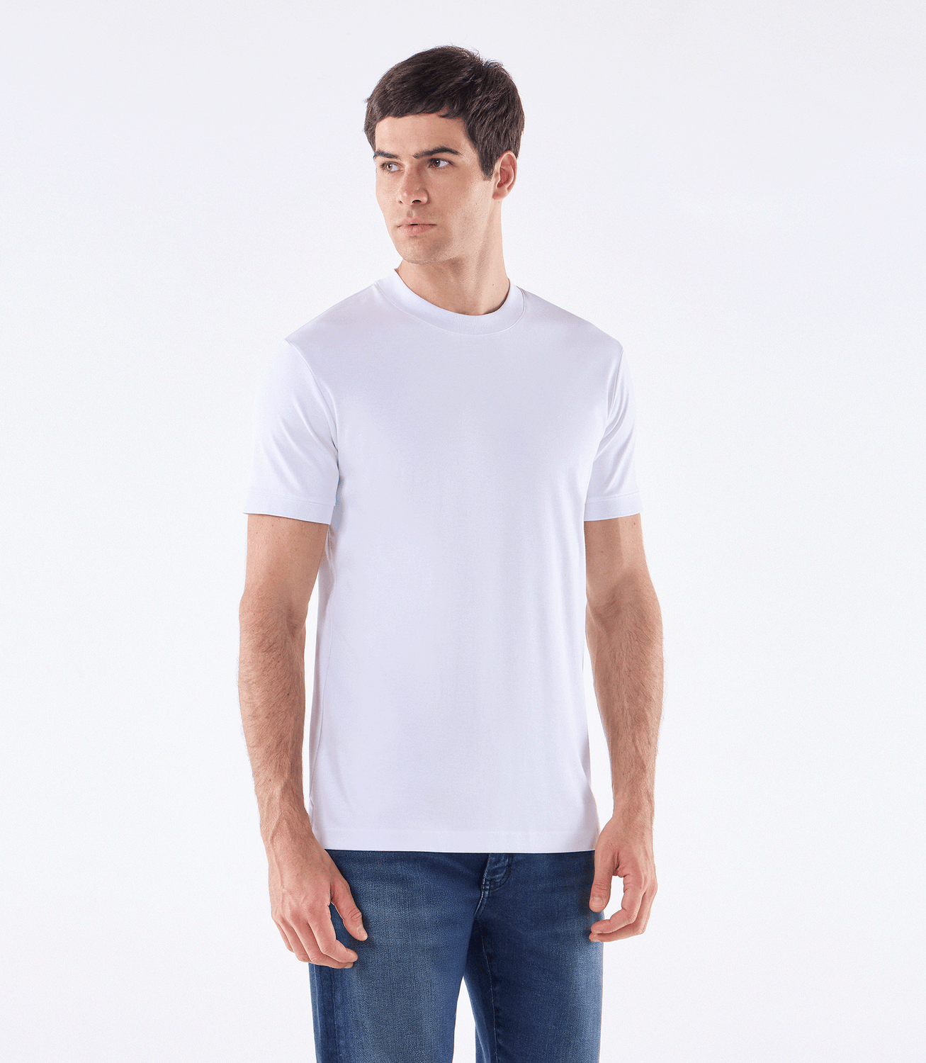 Camiseta Pima Interloque Gola Média Branco – slide 1