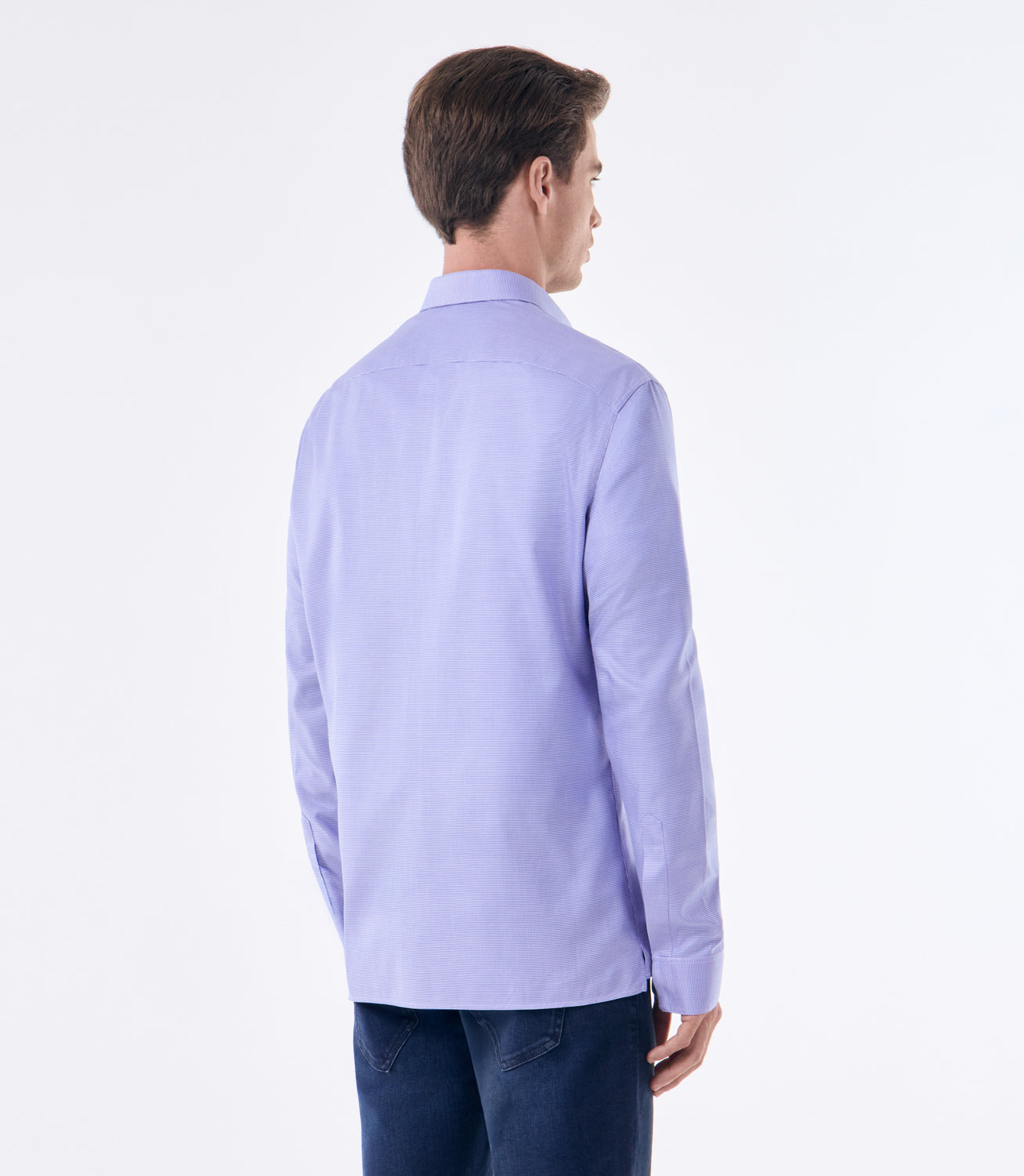 Camisa Masculina Oxford Manga Longa Microdesenho Azul – slide 3