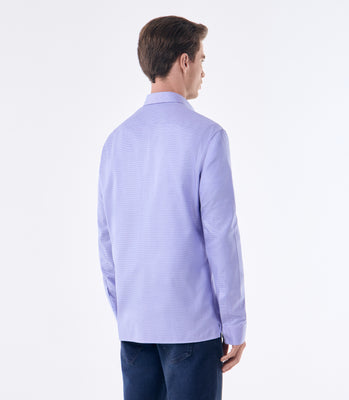 Camisa Masculina Oxford Manga Longa Microdesenho Azul thumbnail 3