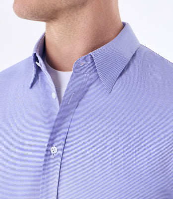 Camisa Masculina Oxford Manga Longa Microdesenho Azul thumbnail 4