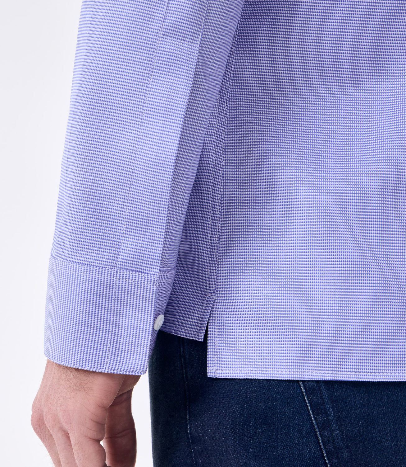 Camisa Masculina Oxford Manga Longa Microdesenho Azul – slide 5