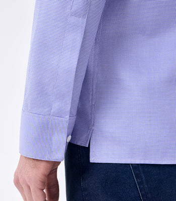 Camisa Masculina Oxford Manga Longa Microdesenho Azul thumbnail 5