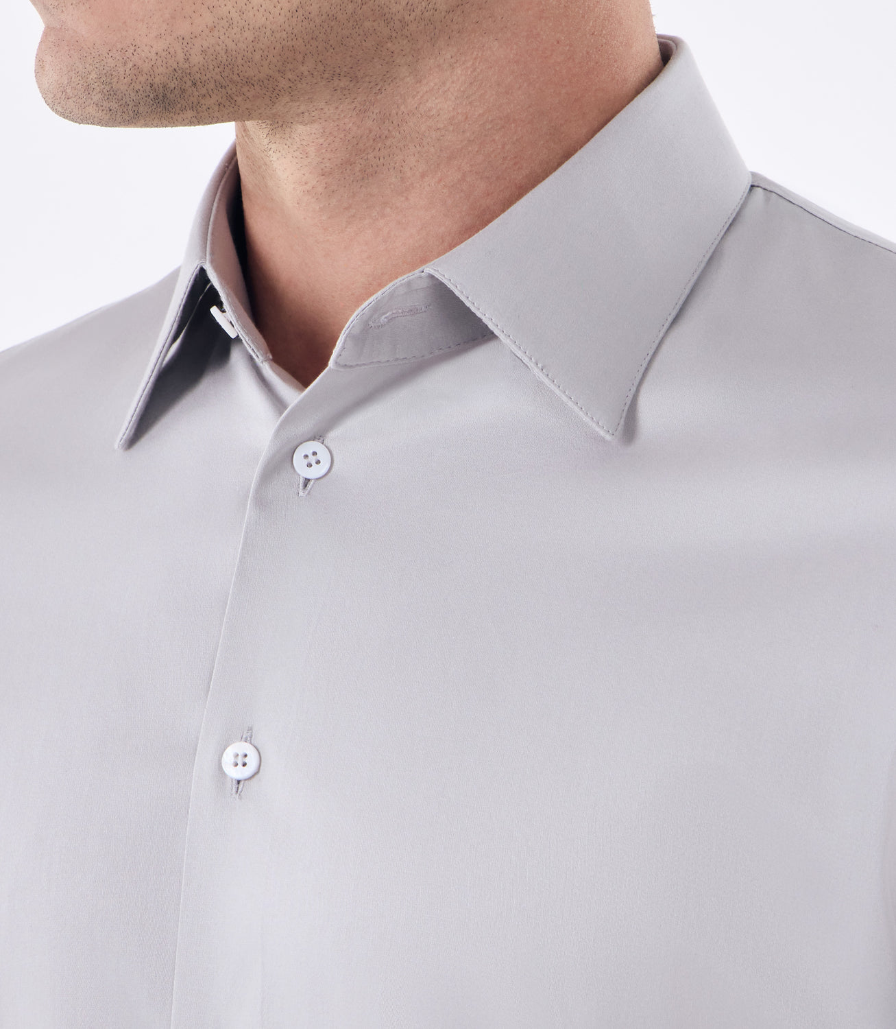 Camisa Social Lar Manga Longa Cinza – slide 4