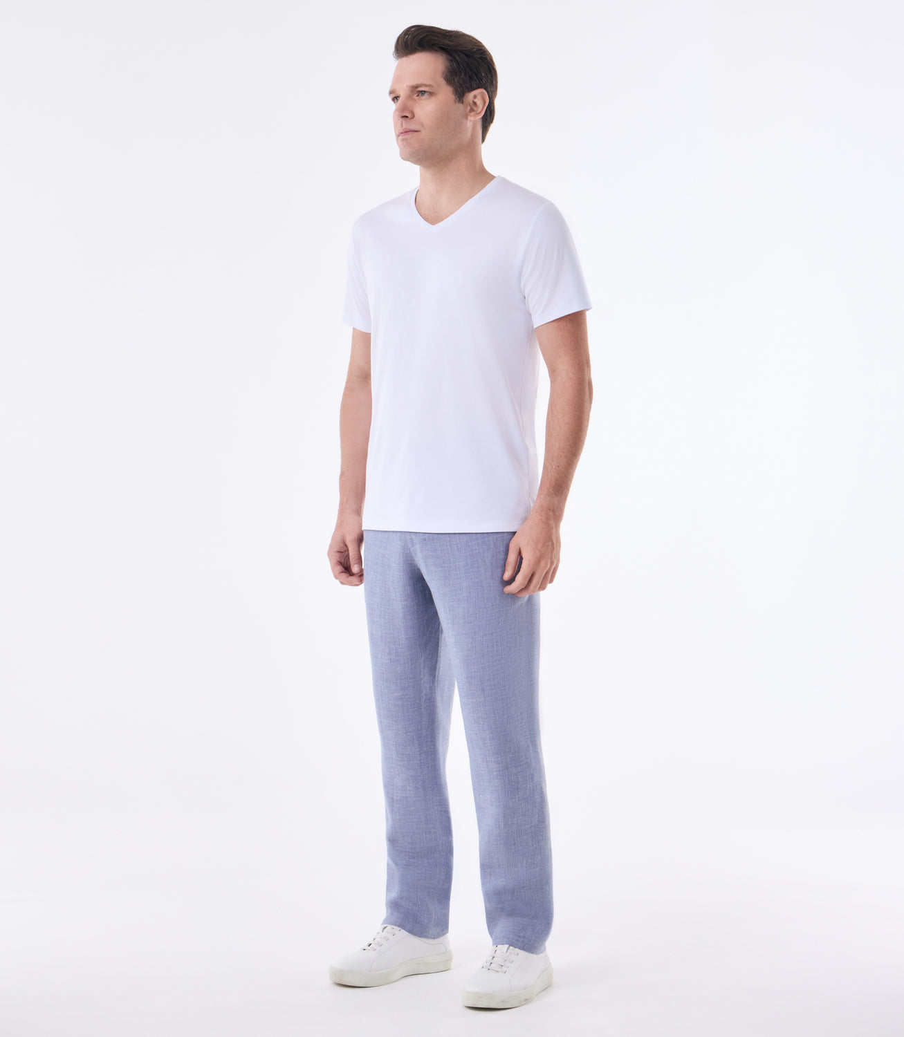 Camiseta Pima Gola V Fio 140 Branco – slide 2