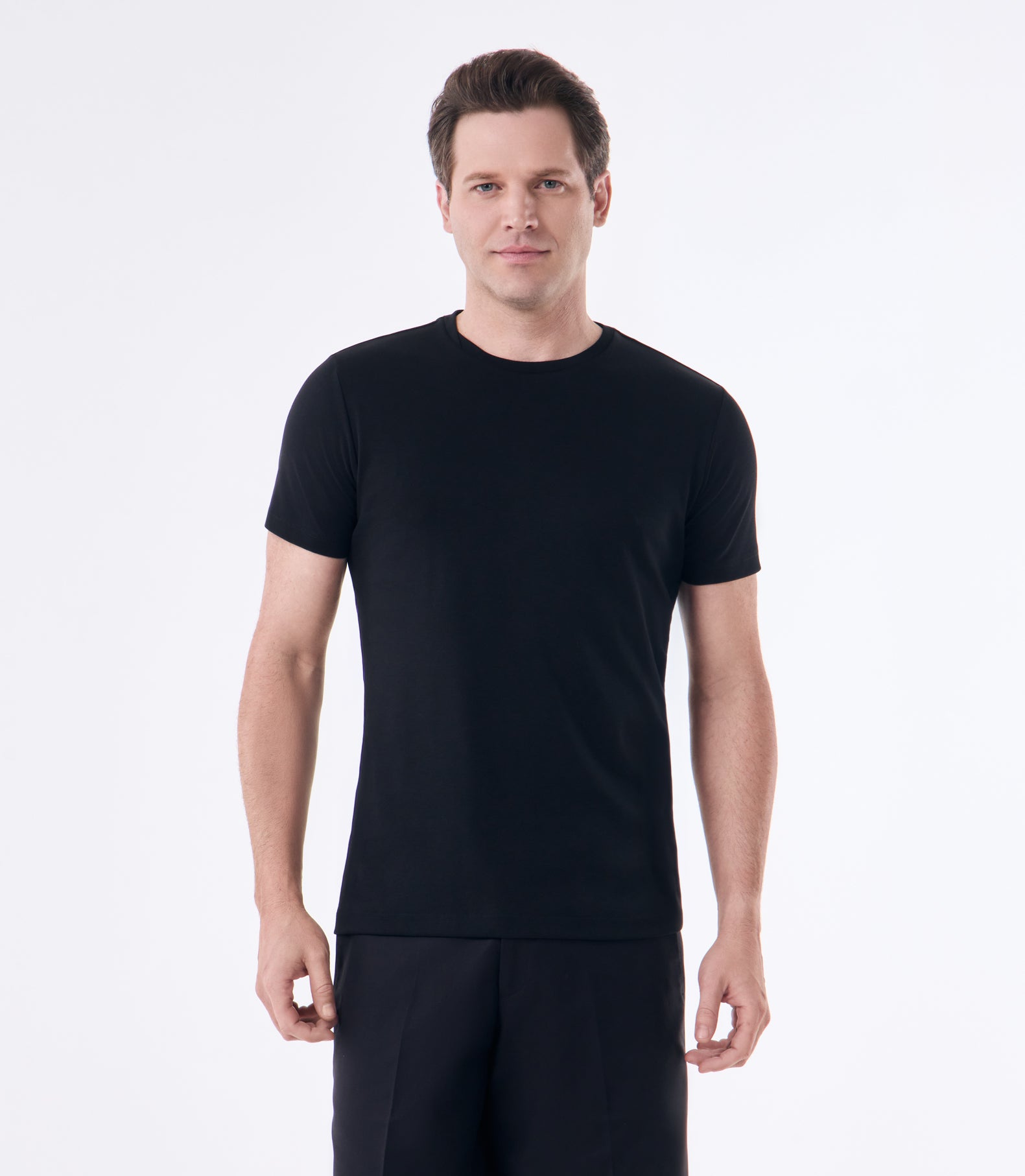 Camiseta Pima Interloque Gola Cruzada Preto
