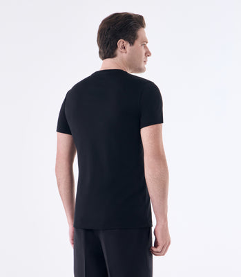 Camiseta Pima Interloque Gola Cruzada Preto thumbnail 3