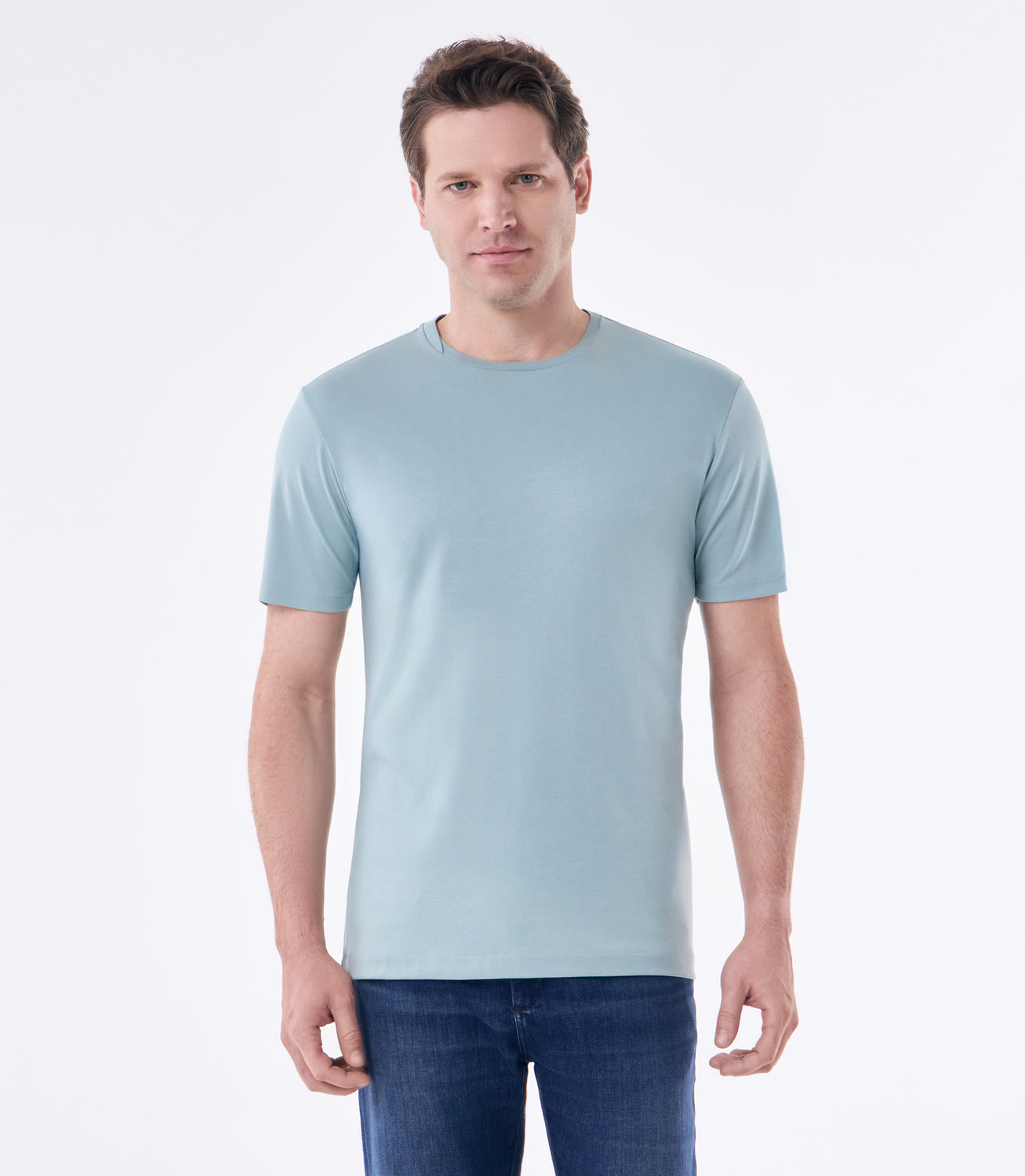 Camiseta Pima Interloque Gola Cruzada Verde – slide 1