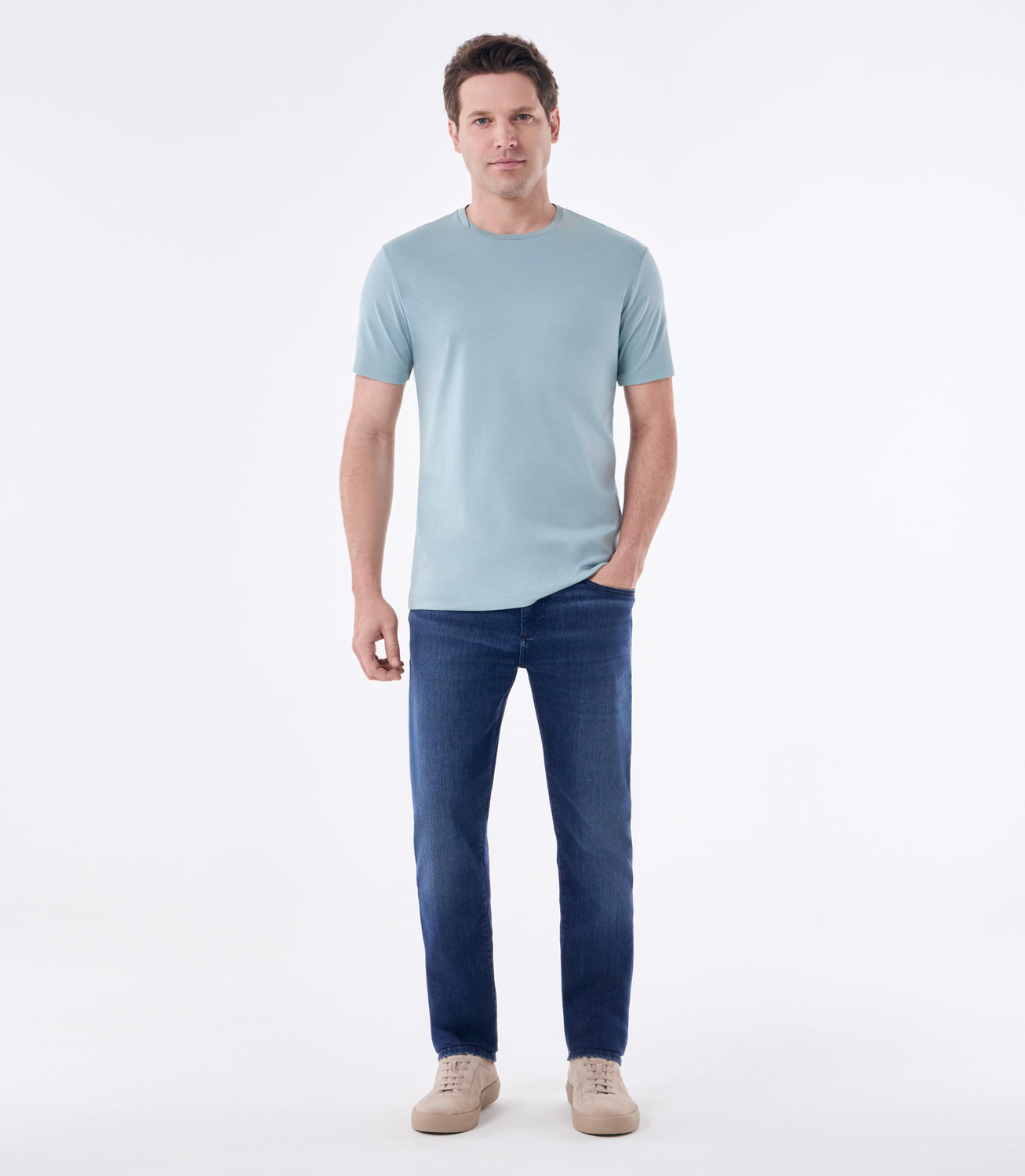 Camiseta Pima Interloque Gola Cruzada Verde – slide 2