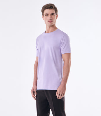 Camiseta Pima Interloque Gola Cruzada Lilás thumbnail 1