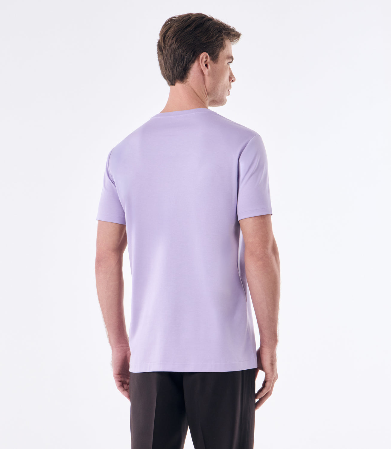 Camiseta Pima Interloque Gola Cruzada Lilás – slide 3