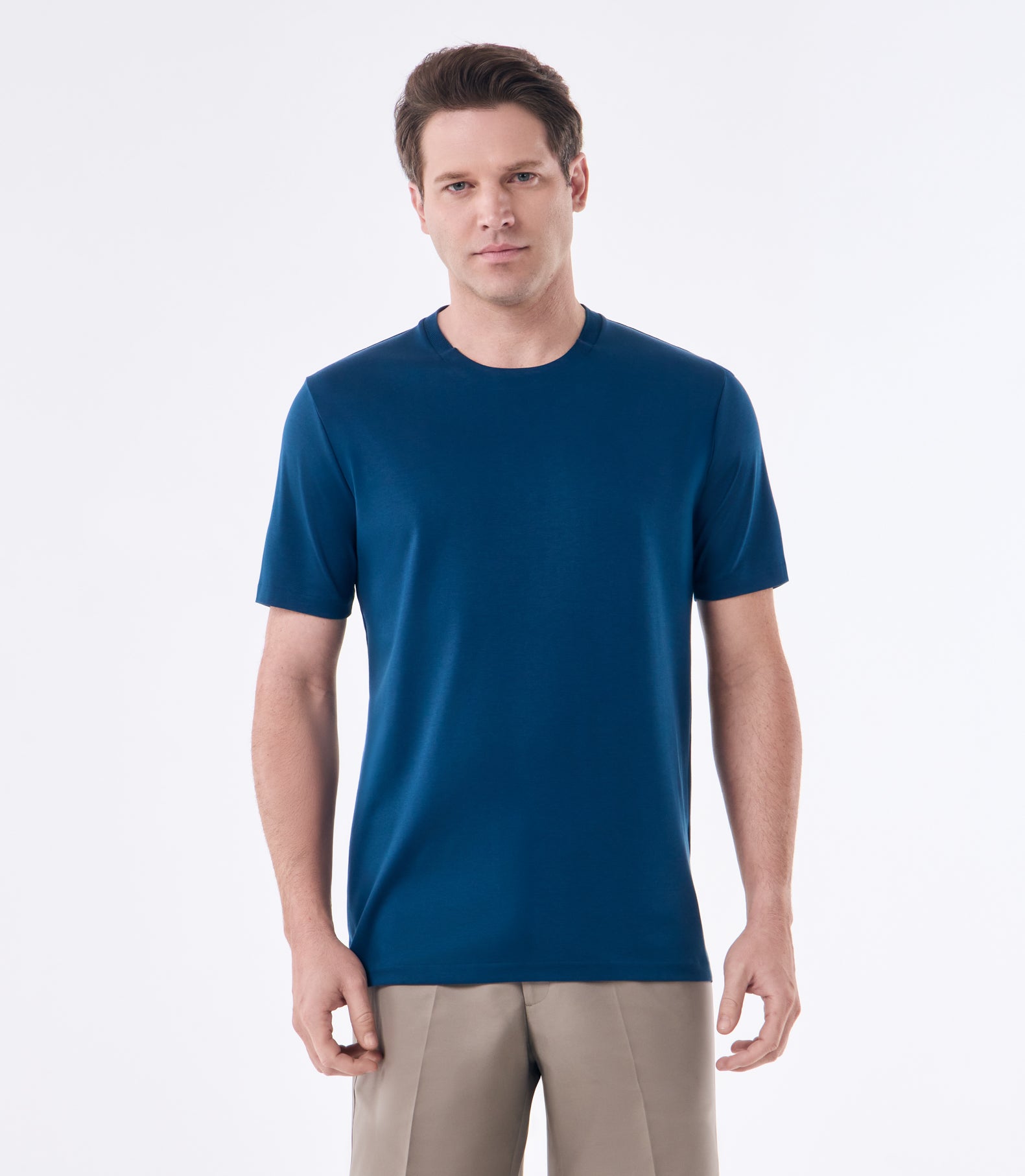 Camiseta Interloque 44/1 Gola Com Recorte Azul