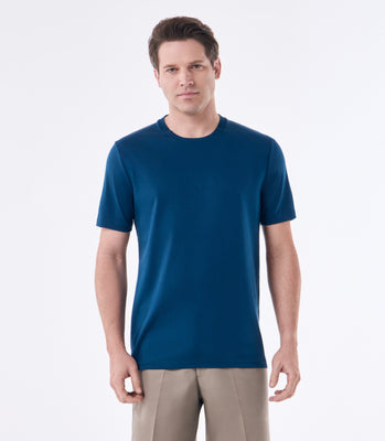 Camiseta Interloque 44/1 Gola Com Recorte Azul thumbnail 1