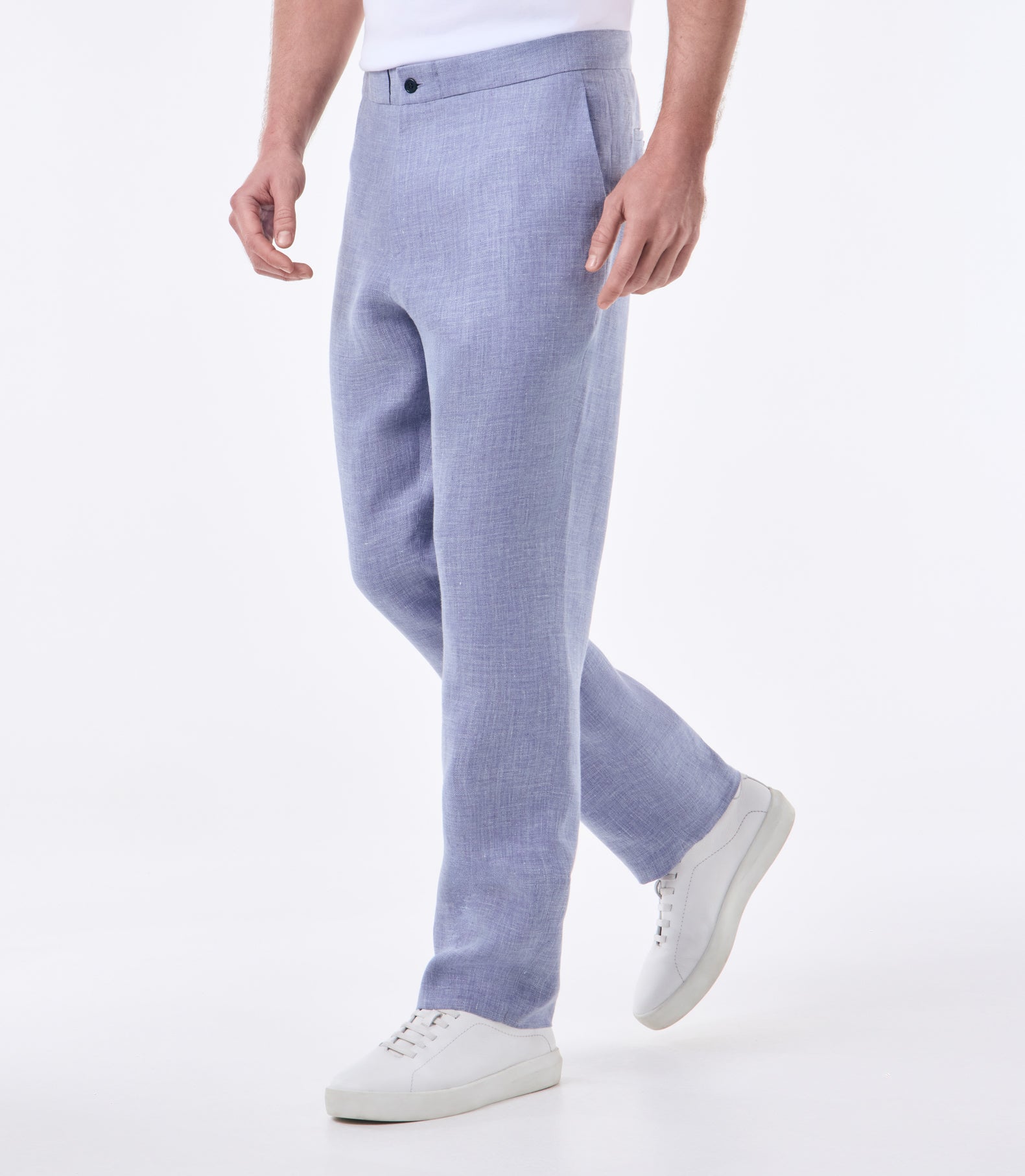 Calça Cadarço Reversível Linho Azul