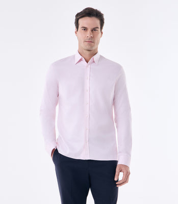 Camisa Masculina Oxford Manga Longa Microdesenho Rosa thumbnail 1
