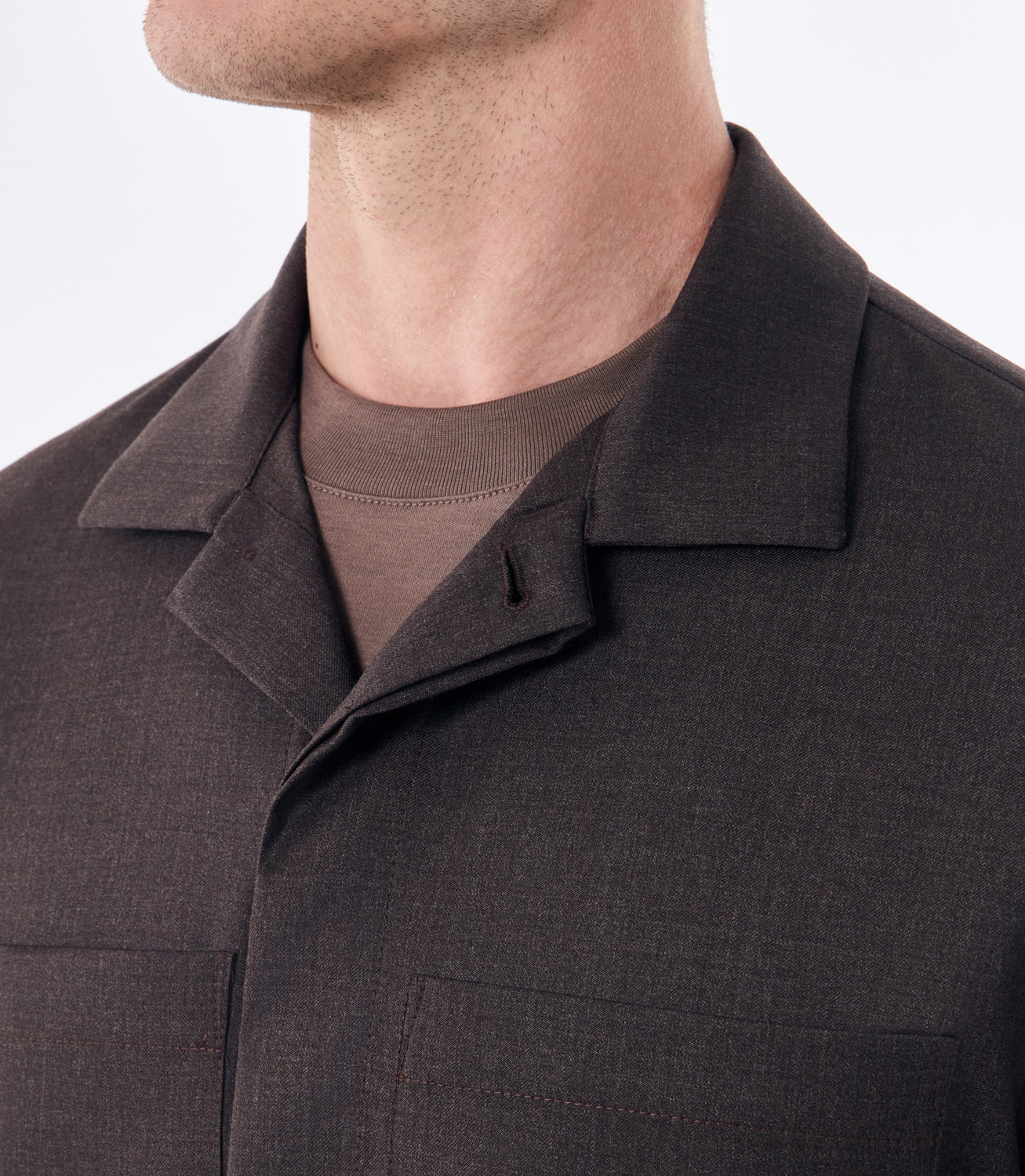 Caban Curto Masculino em Lã Fria Super 120s Marrom – slide 4
