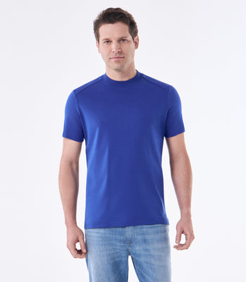 Camiseta Masculina em Algodão Pima Interloque Recorte Raglan Azul thumbnail 1