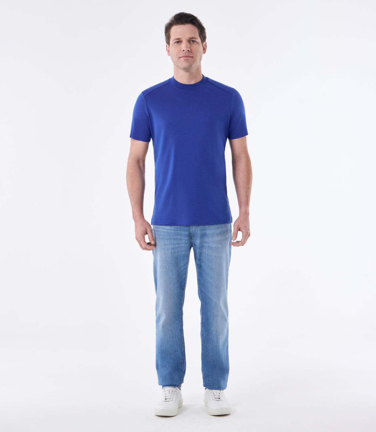Camiseta Masculina em Algodão Pima Interloque Recorte Raglan Azul – slide 2