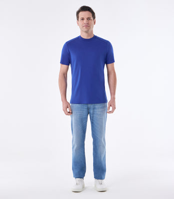 Camiseta Masculina em Algodão Pima Interloque Recorte Raglan Azul thumbnail 2